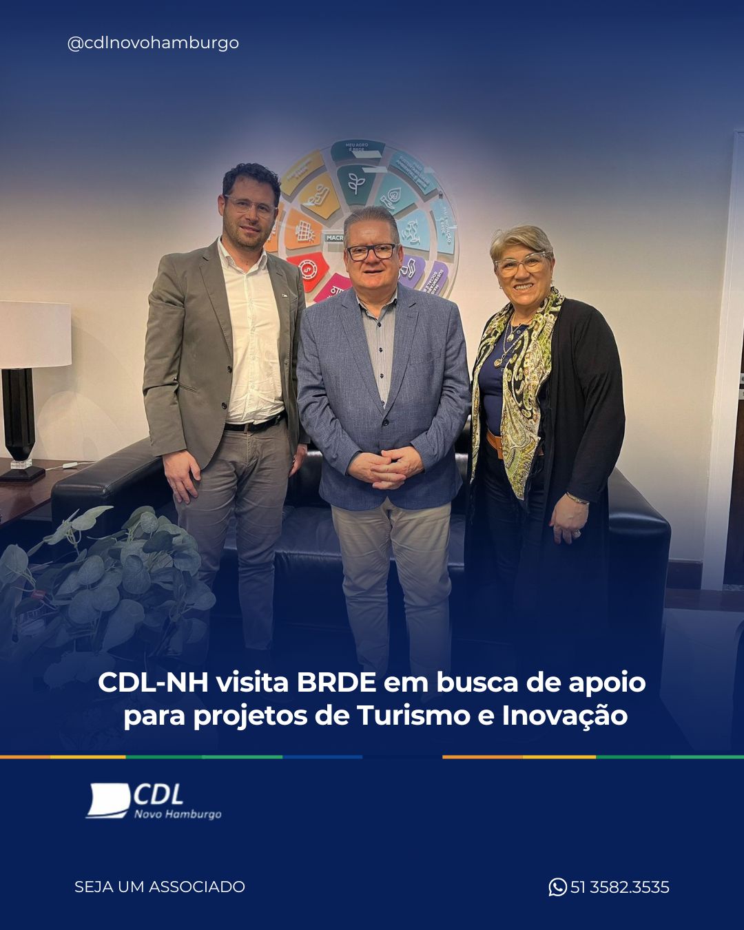 CDL-NH visita BRDE em busca de apoio para projetos de Turismo e Inovação